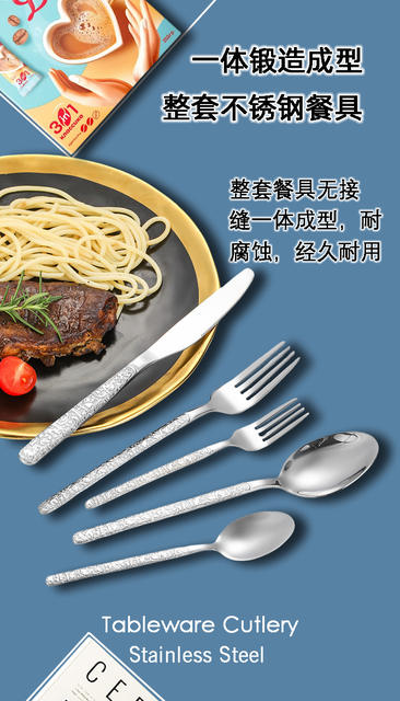 Stainless Steel Cutlery Set, Western-Style Knife, Fork, Dessert Spoon, Soup Spoon, Long-Handled Spoon, High-End Cross-Border 5-Piece Set with Good Appearance detail 8