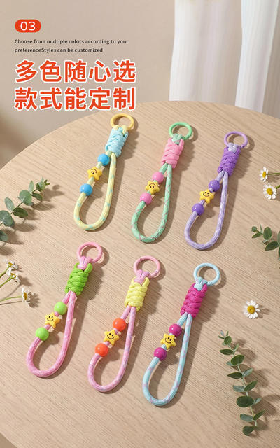 Dopamine Color Knotted Phone Lanyard Short Woven Phone Case Keychain Strap Accessory Decoration Pendant detail 6