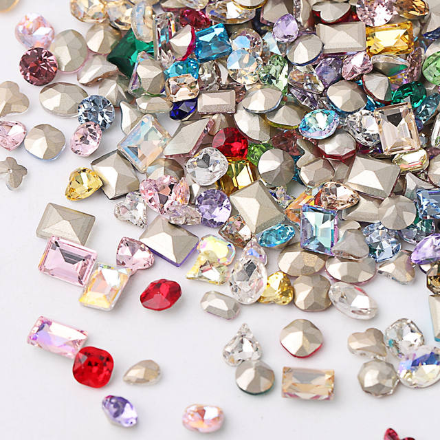 Colorful Pointed-Bottom Irregular-Shaped Rhinestones Mixed Decorations, Colorful Rhinestones, Candy Soda Internet Celebrity Nail Art Rhinestones, Whole Batch of Sparkling Decorations detail 4
