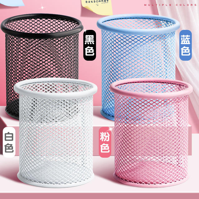 Metal pen holder office desktop student pen holder storage box large capacity oversized iron net simple pencil holder for children detail 6