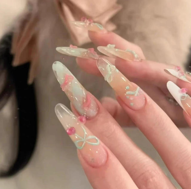 10 Pieces of Coded Rich Daughter Fairy Elegant Sparkling Atmosphere Internet Celebrity Style Removable Wearable Nail Patch detail 12