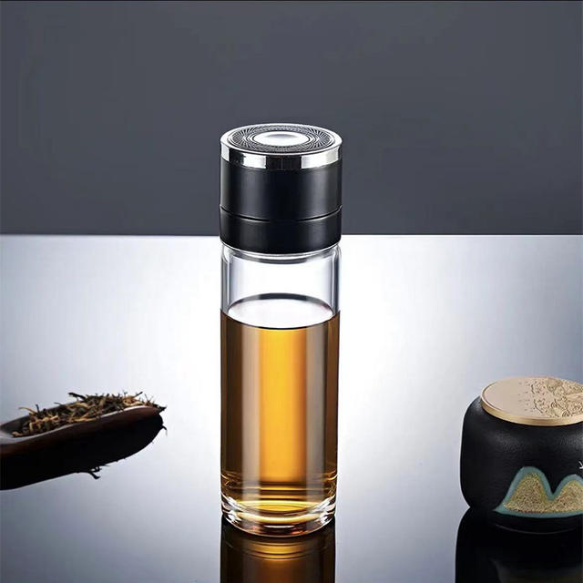 One-Touch Open Lid Car Cup, High Borosilicate Glass Cup, Shatter-Resistant Double-Layer Glass Cup, Quick-Open Men's Tea Cup