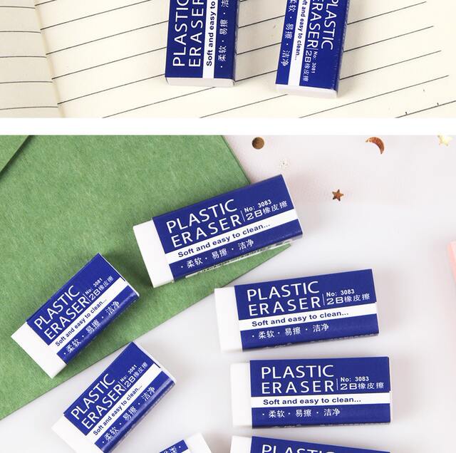 2B White Eraser Pencil Writing Large Eraser Rectangular Kidsren's Eraser Office Student Eraser Customization detail 6