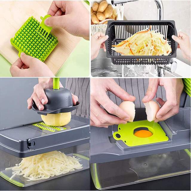 Multifunctional vegetable cutting artifact cross-border Amazon kitchen dicer grater shredder kit vegetable chopper detail 6