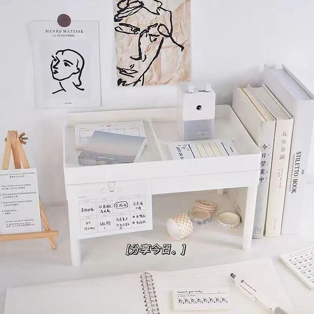 Ins Desktop Double-Layer Storage Rack Simple High-Value Two-Layer Desktop Multi-Function Student Storage Organizer Rack detail 8