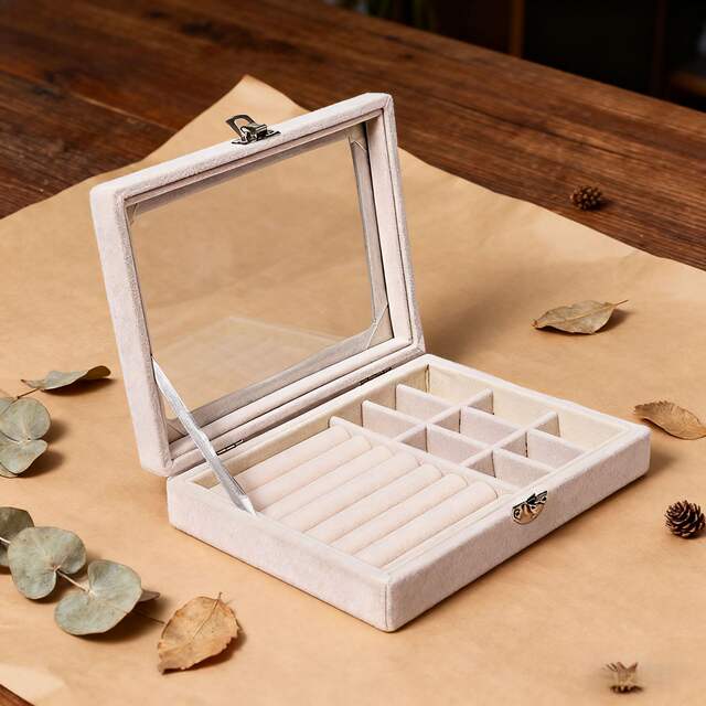 Cross-Border Popular Jewelry Box with High-Looking Transparent Cover Jewelry Earrings Earrings Ring Necklace Pearl Jewelry Storage Box detail 5