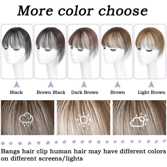 3D wig piece bangs hand-woven neat bangs female horoscope 10inc real person hair elegant bangs t-shaped golden wig piece detail 7