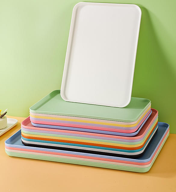 Wheat Straw Tray for Cups, Home Hotel Restaurant Rectangular Plate, Fruit Plate, Tea Tray, Plastic Plate, Dinner Plate detail 11