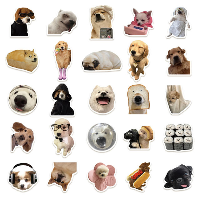 50 Realistic Dog Expression Bag Stickers Laptop Guitar Water Cup Hand Account Book Diary Decoration Waterproof Stickers detail 3