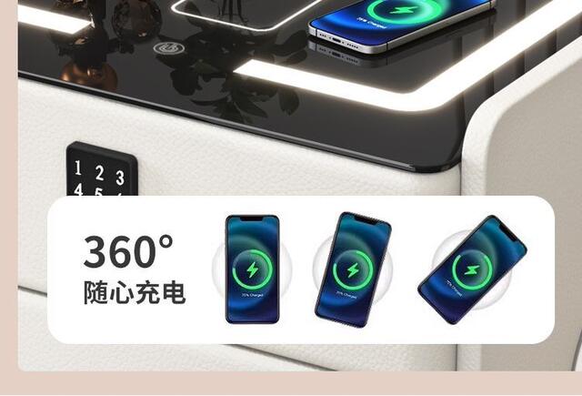 Smart Bedside Table for Small Apartments, Italian-Style Light Luxury Minimalist Design, Wireless Charging, Multifunctional Smart Storage Cabinet detail 6