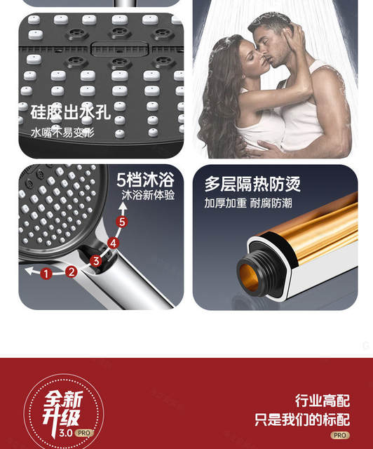 Large Panel Shower Head Super Pressurized Shower Head Household Water Heater Bath Heater Rain Shower Head Flower Wine Set detail 6