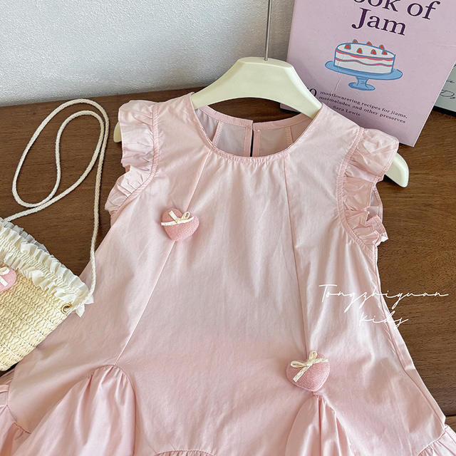 Girls' New Summer Cotton Dress with Flutter Sleeves, Cool and Stylish Princess Dress for Baby Girls detail 3