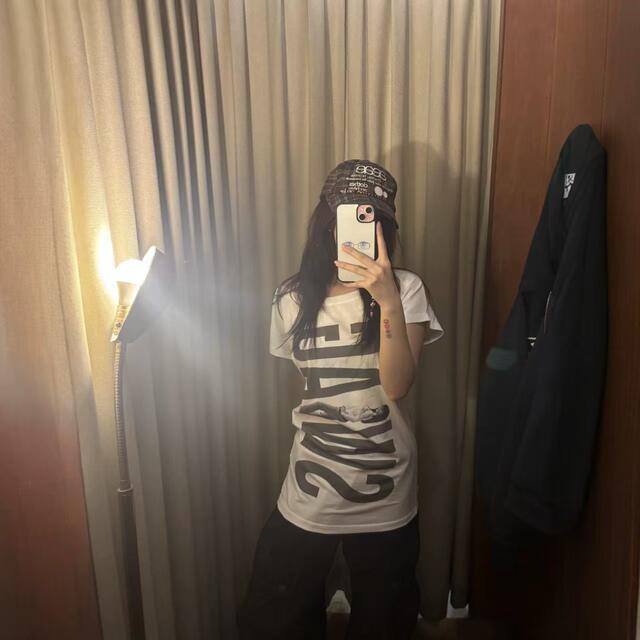 26Scu* Summer New Korean Style Niche Letter Print Loose Fit Off-Shoulder Short-Sleeve T-Shirt Top for Women detail 4
