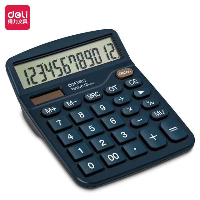 Deli Te837C Desktop Calculator with Large Screen for Financial Accounting, Student Office Use, Solar-Powered Electronic Calculator