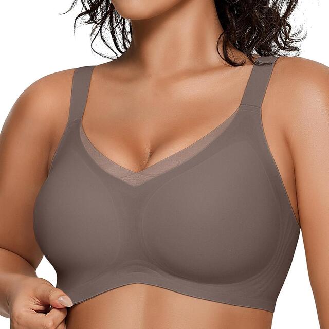 Oeak Women's Wireless Jelly Bra V Mesh Comfort Bra Support T-Shirt Bra No Wire Seamless