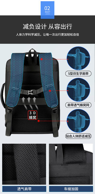 Cross-Border Wholesale Men's Backpack with Expansion Backpack Fashion Business Backpack Men's Commuter Computer Backpack detail 9