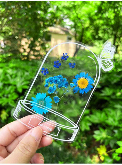 Dried Flower Bookmarks, Handmade DIY Materials, Autumn Childhood Collection Book in Bottles, Transparent Leaf Specimen Plastic Film detail 10