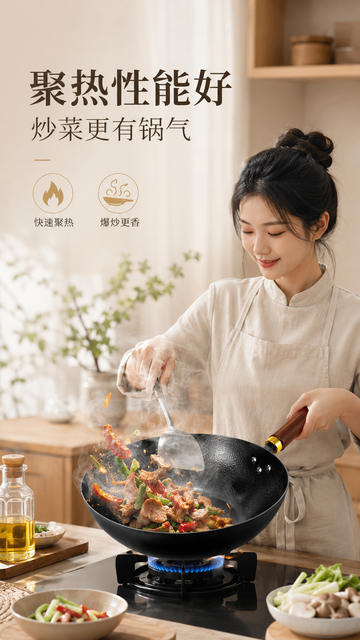 Dream a same hammer pattern small wok authentic Zhangqiu mini non-stick pan small iron pan uncoated hand-beaten wok iron pan detail 8
