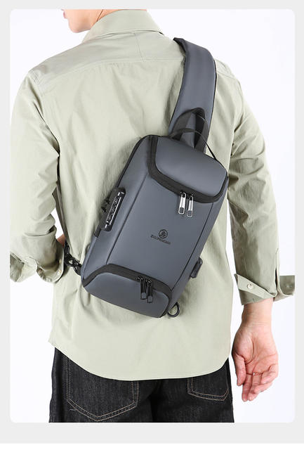 Men's Chest Bag Anti-Theft USB Mobile Phone Crossbody Backpack Casual Sports Cycling Chest Bag Cross-Border Men's Bag detail 4