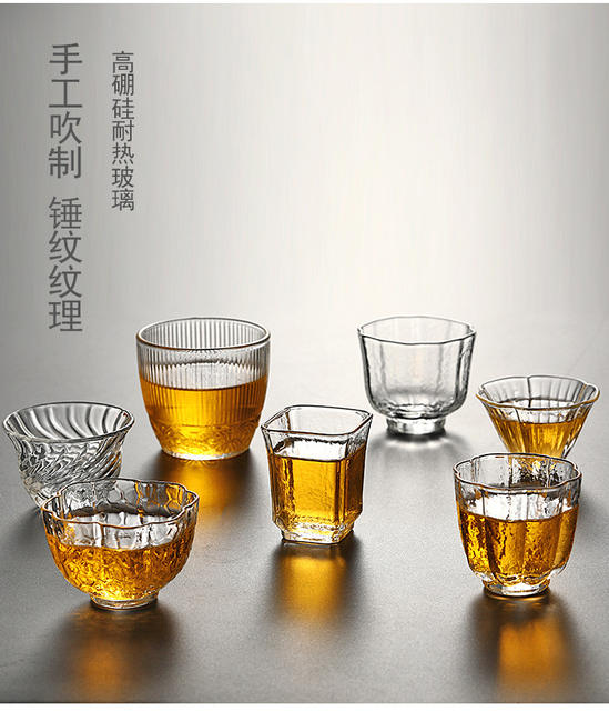 Household High Borosilicate Glass Tea Cup Various Style Small Tea Cup Master Cup Transparent Glass Sketch Cup Tea Bowl detail 7