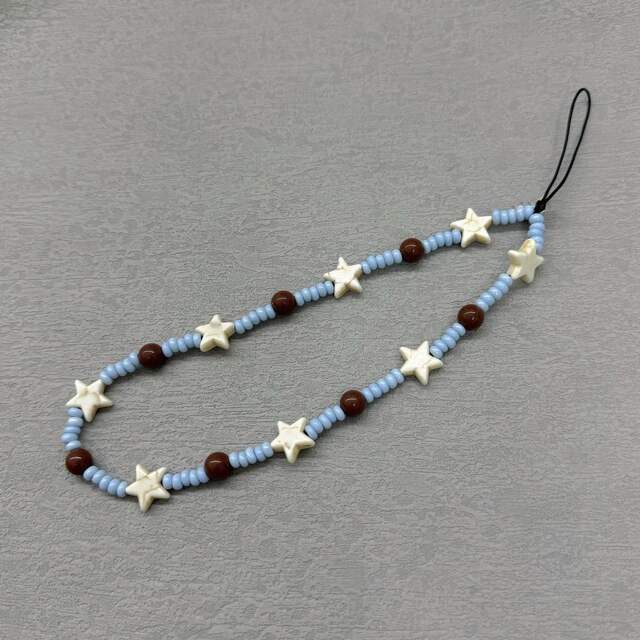 Ins Star Beaded Bracelet Ccd Phone Chain Camera Chain Pendant Niche Personalized Lanyard Phone Chain Blue Series detail 2