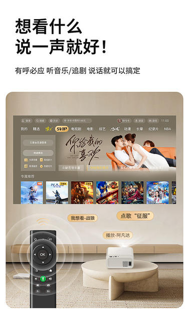 2026 New Model Projector for Home Use in Bedroom, Small Ultra-High-Definition Projector for Student Dormitory with 5g Mobile Screen Projection detail 9