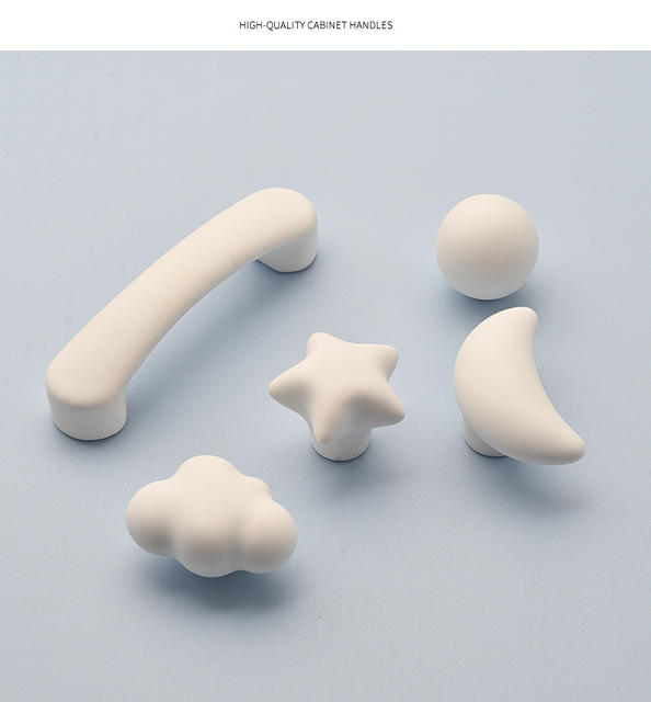Matte Color Star Cloud Handle Modern Cartoon Children's Room Wardrobe Door Cute Home Anti-Collision Door Handle detail 12