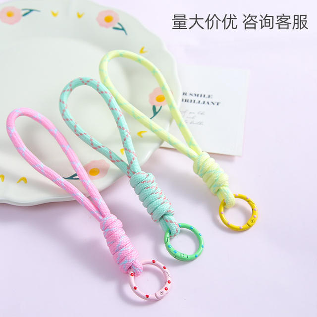 New Color-Blocked Mobile Phone Lanyard Accessories DIY Handmade Keychain Ring Accessories Material Bag Pendant Accessories Wholesale detail 4