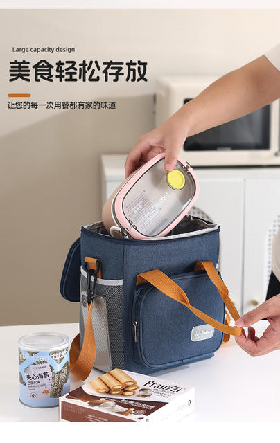 Shoulder Crossbody Ice Bag Portable Lunch Box Bag Outdoor picnic bag Large Capacity Fresh-keeping Bag Oxford Cloth Cold-keeping Insulation Bag detail 11