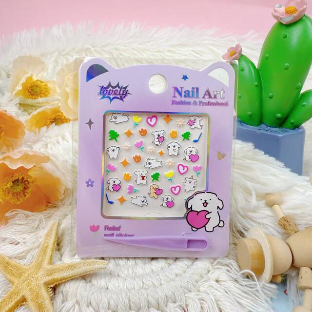 New 3D cartoon cute children's nail stickers waterproof nail stickers uv relief three-dimensional little girl nail stickers detail 7