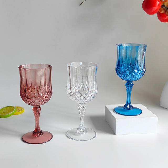 Factory Direct Sales Bar Wine Glasses Creative Diamond Pattern Champagne Glasses Liquor Glasses Colorful Tall Plastic Wine Glasses detail 10