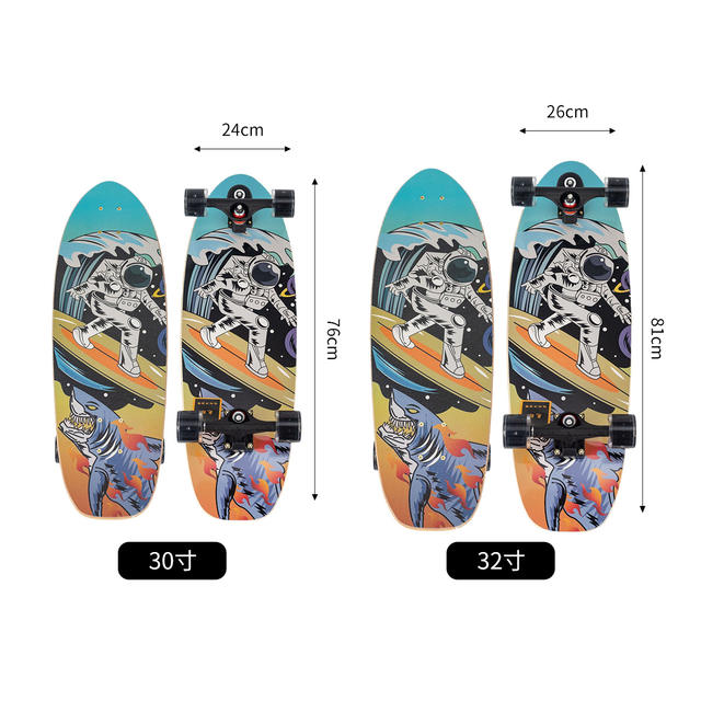 Land Surfboard for Boys and Girls, Beginners, Entry-Level Adult Pedal-Free Land Surfboard, Double-Sided Decal Four-Wheel Skateboard