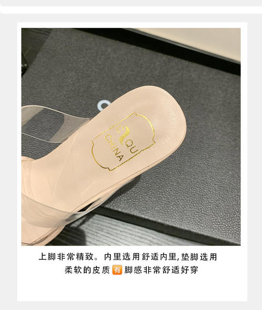 2024 summer foreign trade large size transparent crystal high heels women's new rhinestone outside wear sandals European and American pu net red detail 6