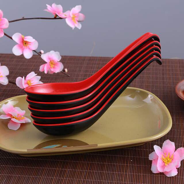 Practical Red and Black High-Temperature Melamine Spoon, Imitation Porcelain Long-Handled Spoon, Anti-Scalding and Anti-Slip Soup Spoon, Noodle Spoon Manufacturer detail 1