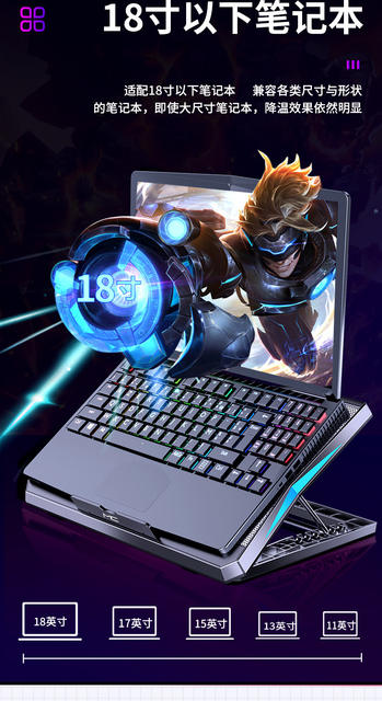 Laptop Cooling Pad with Adjustable Speed, Silent Air-Cooled Six-Fan Computer Stand detail 7