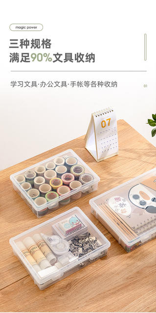 Large-Capacity Transparent A4 File Storage Box, Household Document Organizer, Student Information Desktop Storage Box Wholesale detail 5