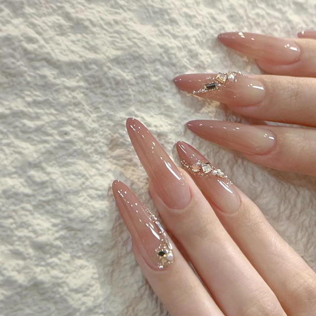 10 Pieces of Coded Rich Daughter Fairy Elegant Sparkling Atmosphere Internet Celebrity Style Removable Wearable Nail Patch detail 1