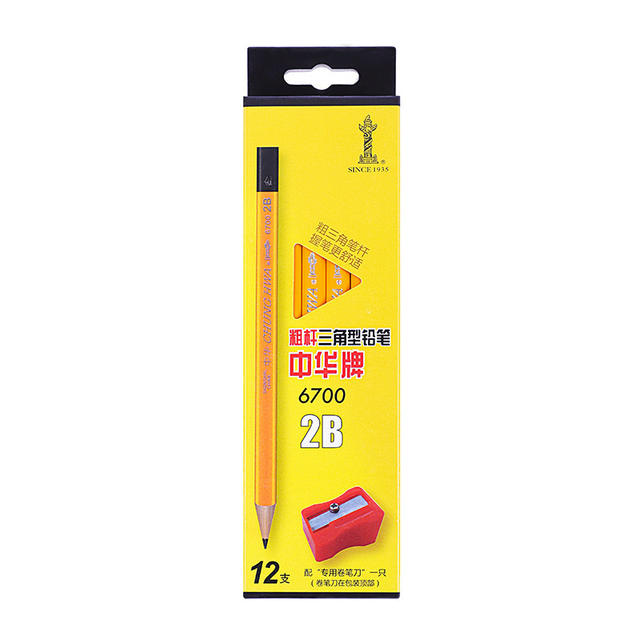 Chinese Pencil 6700 Large Triangle Thickened Beginner Writing Kidsren's Correction Grip Hb Thick Rod Student Practice Calligraphy 2B