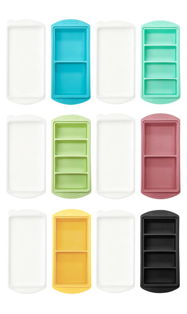 Cross-Border Frozen Soup Silicone Mold Ice Tray 4-Compartment Household Food Supplement Storage Box Crisper Frozen Tray with Lid detail 6