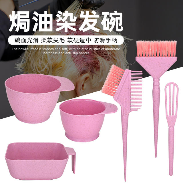 Wheat Straw Hair Dyeing Tools, Hair Dyeing Bowl, Hair Salon and Barber Shop Perm and Dye Tools, Dye Paste Mixing Stick, Hair Dye Brush detail 3