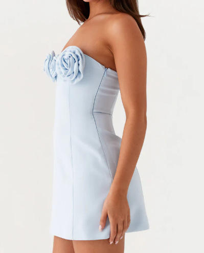 Three-Dimensional Flower Sexy Tube Top Dress for Women Summer French Slimming Short Skirt Niche Waist-Cinching Puffy Skirt detail 9