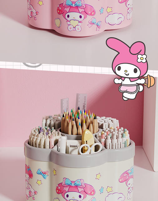 Melody Rotating Pen Holder Multi-Functional Ultra-Large Capacity Desktop Stationery Storage Box High-Value Student Stationery Storage detail 10