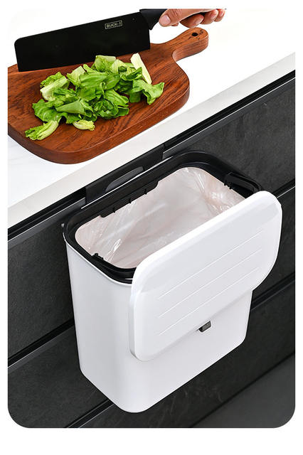 Wall-mounted trash can household high-value plastic toilet with lid large hanging office kitchen trash can detail 7