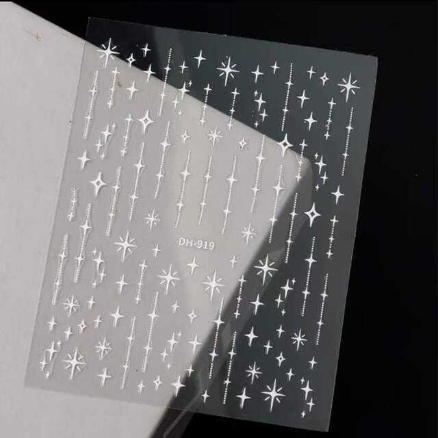 Trendy Hexagram Nail Stickers Ins Style Gold and Silver Adhesive Thin Flexible Nail Patches detail 9