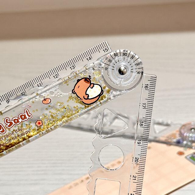 30cm Capybara Folding Ruler Wholesale Capybara Liquid Sand Straight Ruler Student Stationery Exam Drawing Ruler detail 6