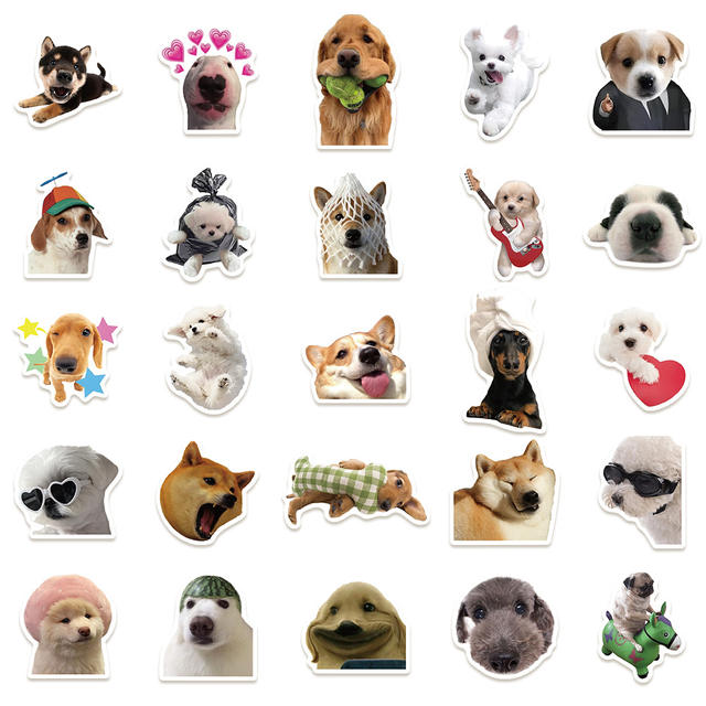 50 Realistic Dog Expression Bag Stickers Laptop Guitar Water Cup Hand Account Book Diary Decoration Waterproof Stickers detail 4