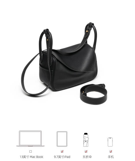 【Wang Churan's Same Style】Gongxuan Yuanbao Bag Made of Top-Layer Cowhide, Pillow Bag, Single Shoulder Crossbody Bag, Commuter Underarm Bag, Trendy detail 10