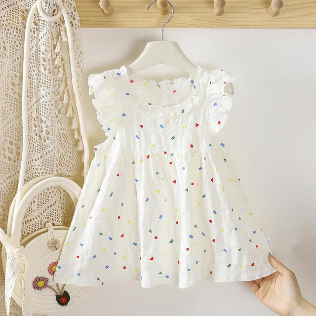 Summer New Dress for Girls, Cloud Cotton, Small Flying Sleeves, Sweet Dress, Stylish Floral Dress detail 2