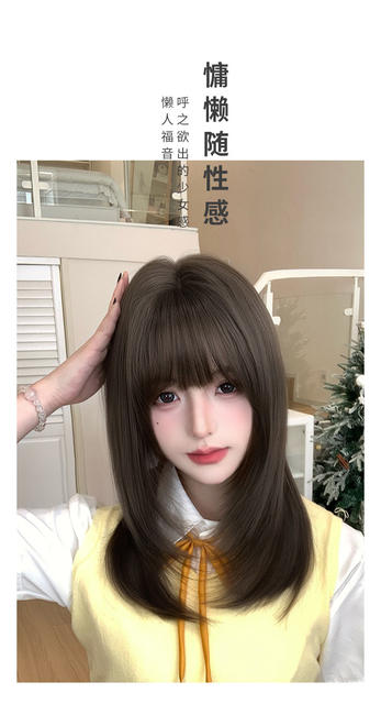 New Face Wig [Mizuno Akane] Japanese Style Female High School Sweet Girl Ancient High-Level Black Long Straight Full Headgear detail 4