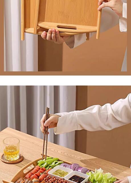 Hotel dish marinated dish barbecue dish wholesale wine dish bamboo wooden tray binaural handle tea tray water cup tray detail 6